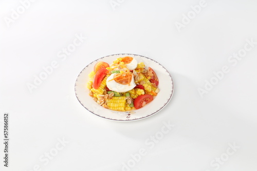 spicy corn salad, Traditional Thai food is also delicious like a papaya salad, it's instead papaya with corn.