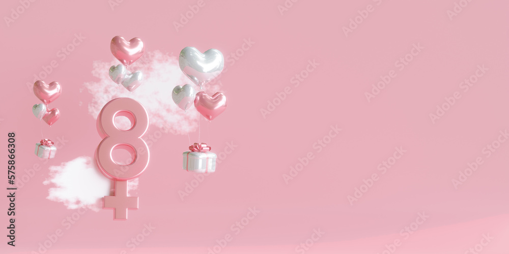 international women's day. 8 with female symbol, 3d illustration international women's day. 8 with female symbol, 3d illustration