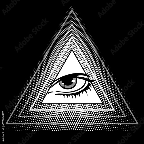 Eye of Providence. Black Masonic symbol. Eye icon design. Vector illustration photo