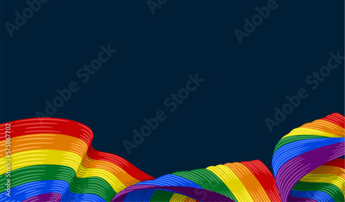 A rainbow Pride or Peace flag in a woodcut retro vintage style
