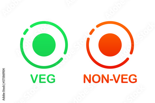 Veg and non-veg minimal symbol. cartoon flat style trend modern foodie logotype graphic art design element isolated on white background. Flat design. Vector illustration