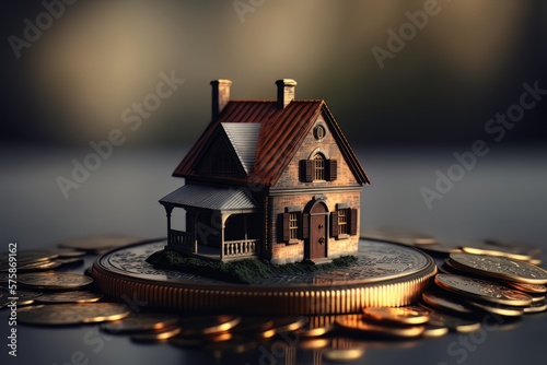 Saving money for house and real estate. Saving money for buying a house, investment mortgage finance, and home loan refinance financial plan home loan. Generative AI Technology