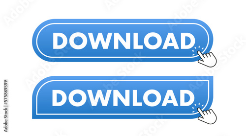 Download buttons. Set collection of download button elements for ui ux web design template. Install symbol, simple flat vector illustration for website or mobile app. Vector illustration