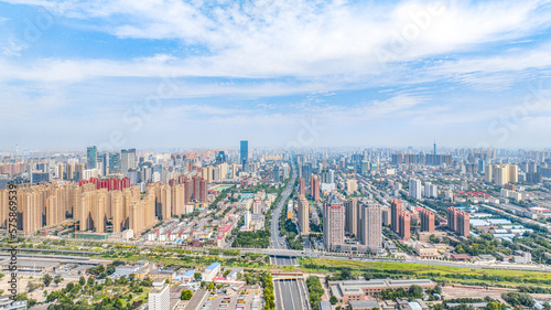 Aerial photography of Qiaoxi Road, Beijing-Guangzhou Line and Jiefang North Street in Qiaoxi District, Shijiazhuang City, Hebei Province, China photo