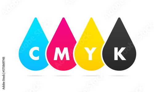 Color palette CMYK vector design template in the form of a drop. Cmyk drops logo template service print typography. Vector illustration