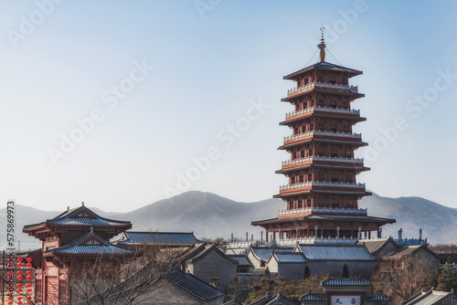 Snow scene in Deyu Ancient Town, Zanhuang County, Shijiazhuang City, Hebei Province, China