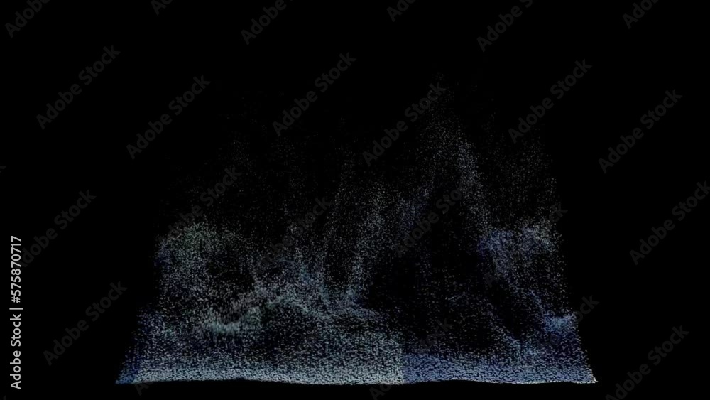 A concept animation showing a half dissolved flat Franc paper bank note on a black background