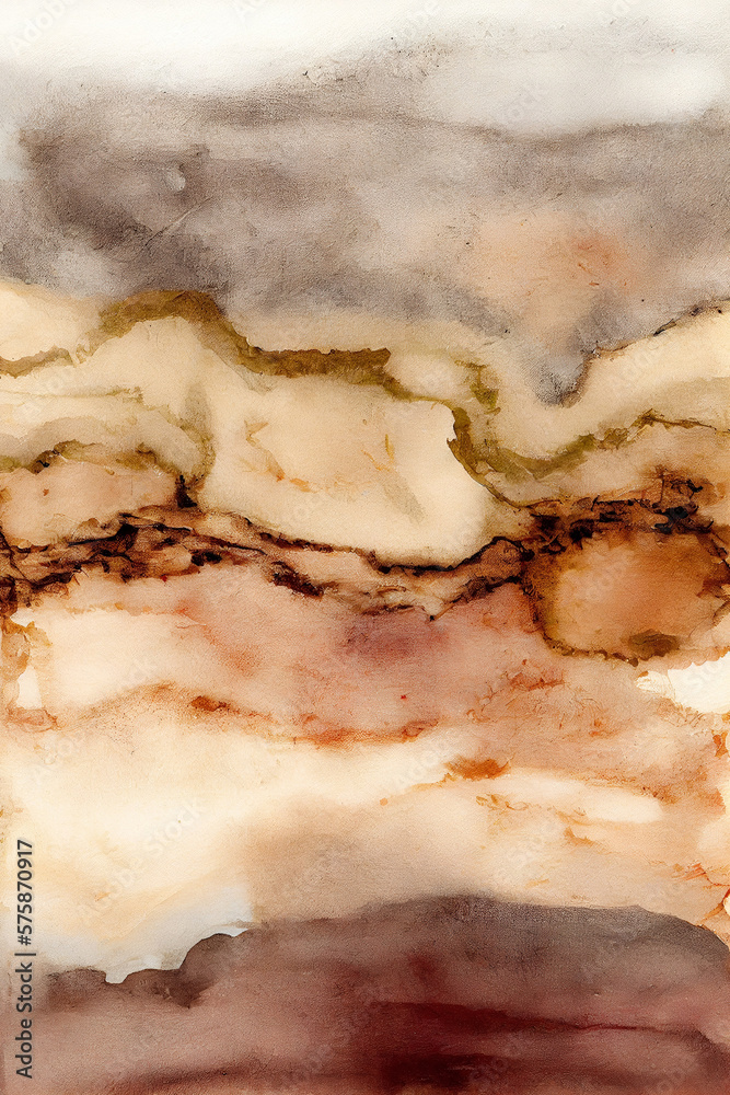 Abstract expressionist painting in earthy tones. Watercolor abstract wall art. Created with Generative AI.