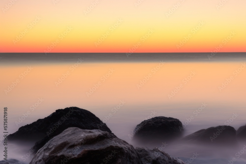 sunset over the sea background created with generative AI