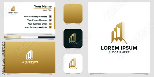 building and real estate design logo and branding card