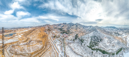 Aerial photography of Shizhu Mountain Scenic Area, Zanhuang County, Shijiazhuang City, Hebei Province, China photo