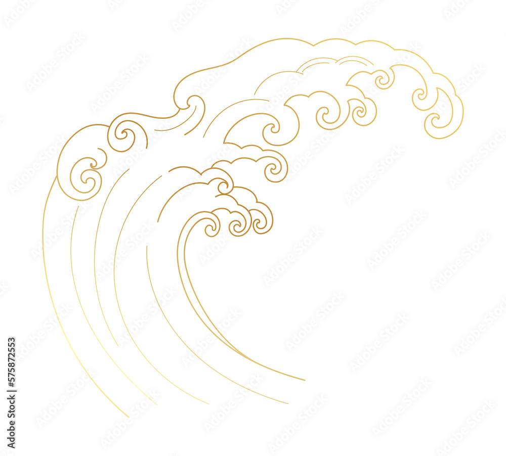 Luxury oriental ocean wave gold line art Luxury oriental ocean wave gold line art