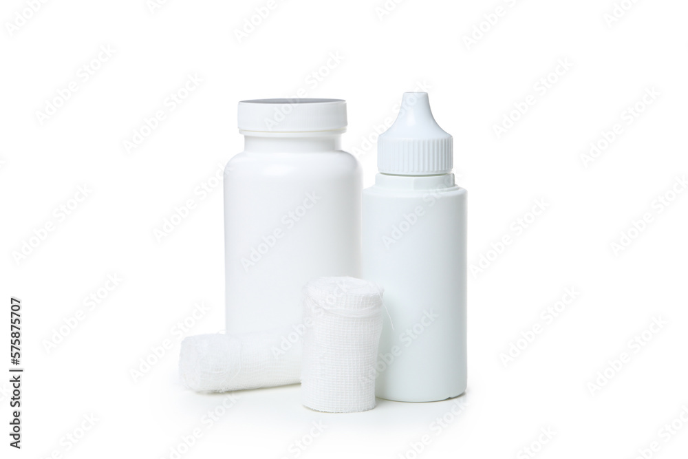 Concept of first aid supplies, isolated on white background Concept of first aid supplies, isolated on white background