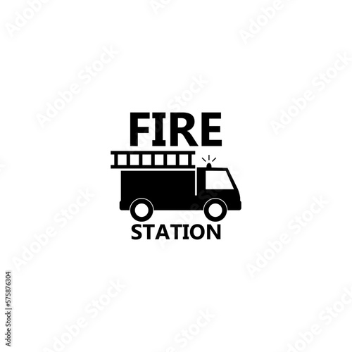  Fire truck icon isolated on white background.