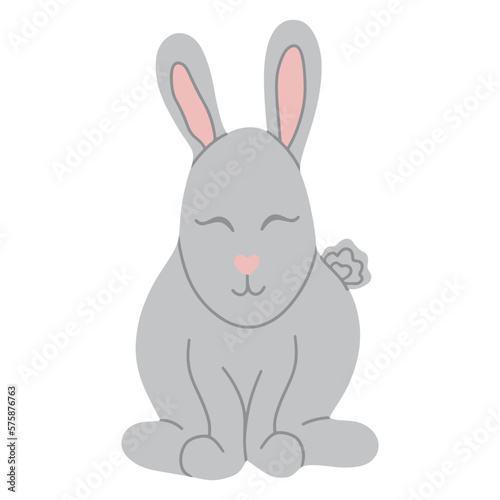 The silhouette of a cute rabbit. A hare on a white isolated background. Vector illustration