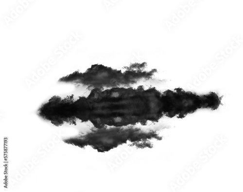 Black smoke cloud, fog or smokey flare and vector of steam or gas, mist explosion with a powder spray. Rorschach test, design element and texture isolated on a transparent background