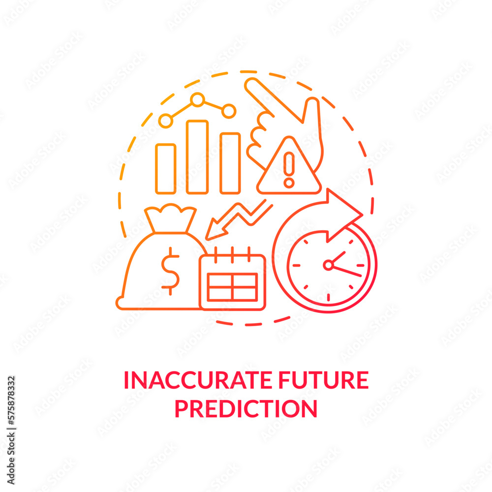 Predition Drawing Vetor de Inaccurate future prediction red gradient concept icon. Wrong ...