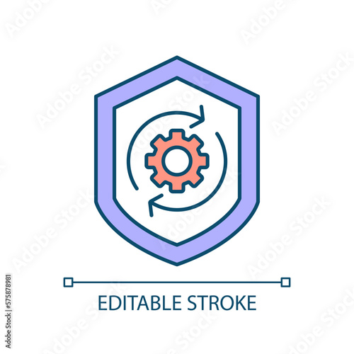 System security RGB color icon. Recurring process. Recovery service. Continuous work. Operation management. Isolated vector illustration. Simple filled line drawing. Editable stroke