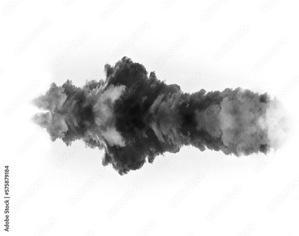 Black smoke cloud, fog or smokey flare and vector of steam or gas, mist explosion with a powder spray. Rorschach test, design element and texture isolated on a transparent background