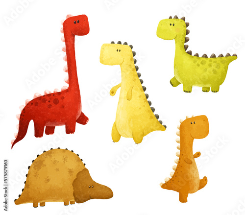 cute funny color dino, dinosaur illustration, dino design, childish art, design print for nursery