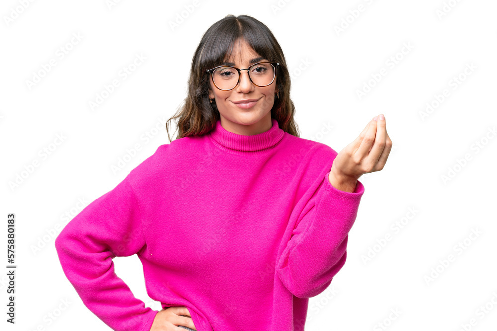 Young caucasian woman over isolated background making Italian gesture Young caucasian woman over isolated background making Italian gesture