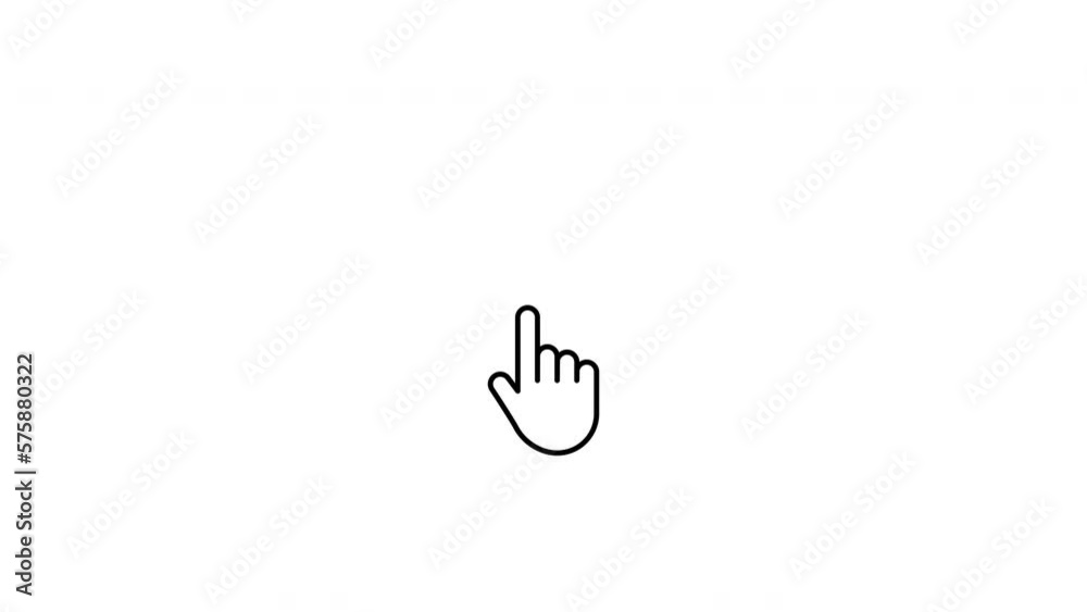 Animated hand mouse cursor on black background, with click and accent