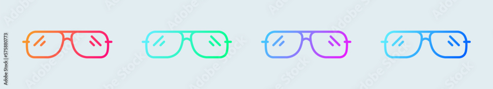 Sunglasses line icon in gradient colors. Eyewear signs vector illustration. Sunglasses line icon in gradient colors. Eyewear signs vector illustration.
