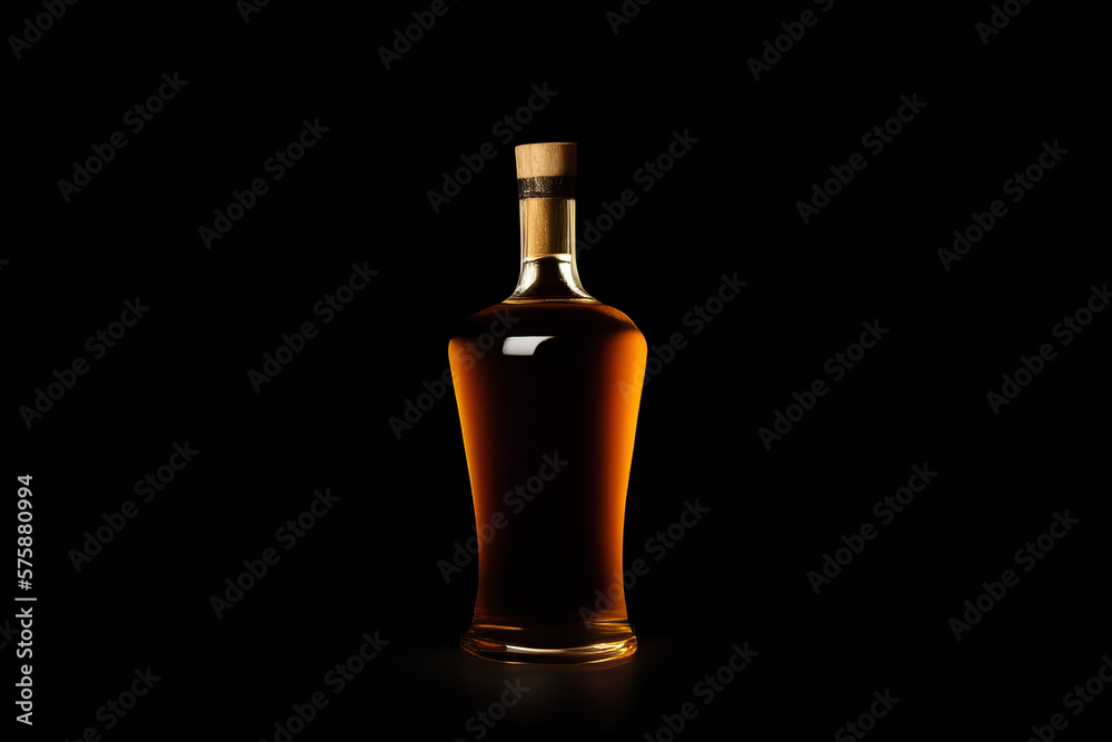 Cognac Bottle isolated on Black background