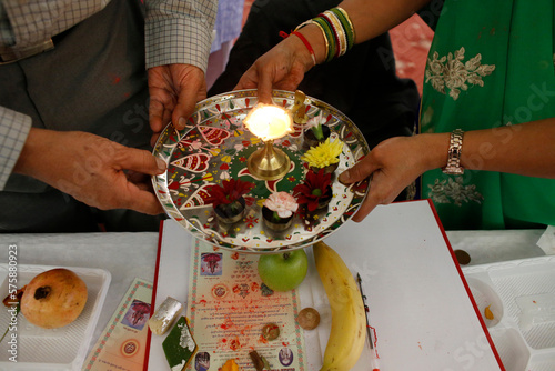 Jalaram Prathna hindu temple, Leicester. Diwali puja for business people. United kingdom. photo