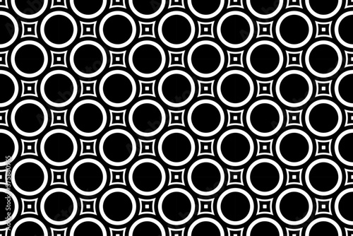 Seamless Geometric Circles Pattern. Black and White Texture.