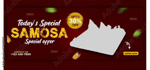 Delicious samosa and food menu facebook cover template