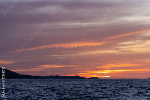 Sunset on the Adriatic Sea on Cres Island  Croatia
