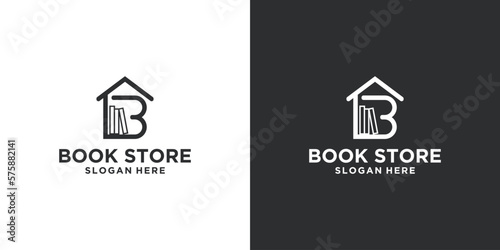 Shopping home logo design. You can use it for a bookstore or library logo. Vector
