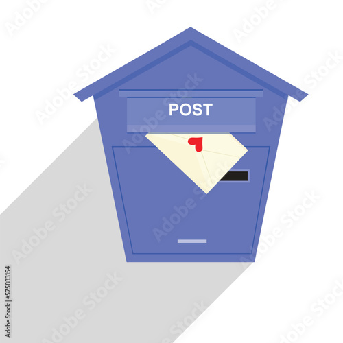 Mailbox isolated on white background. Love letter in mailbox