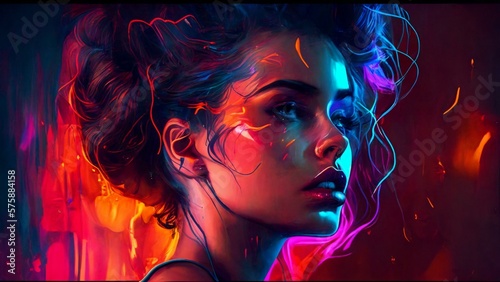 Beatiful colorful aesthetic girl art for wallpapers