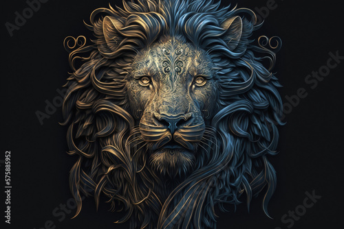 High detailed Italian style art of a lion  generative AI