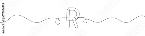 Continuous line drawing of South African Rand currency symbol. Vector illustration.