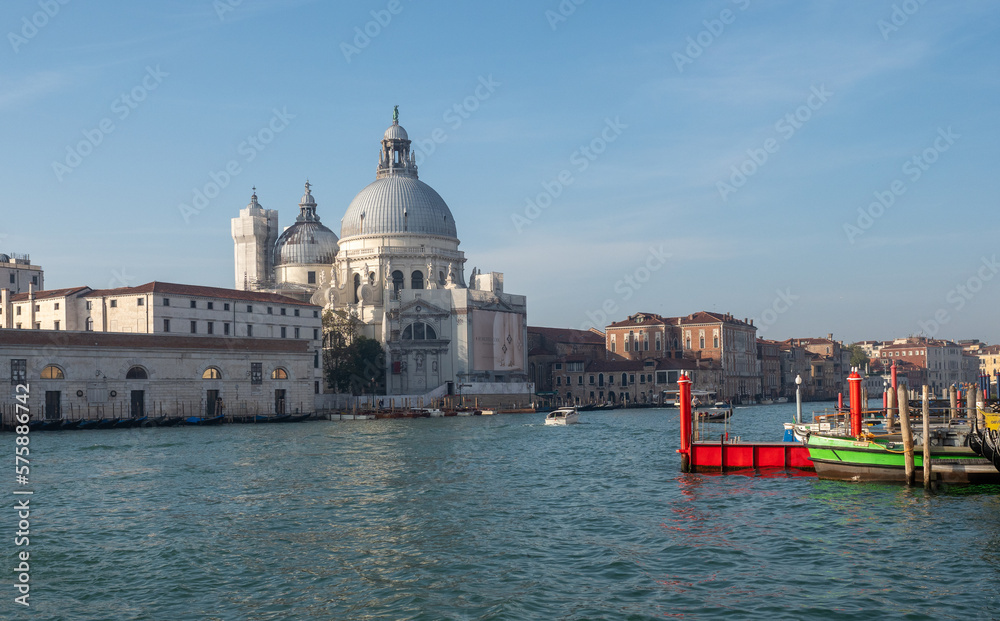 View of the basilica Santa Maria della Salute in the grand canal in Venice.