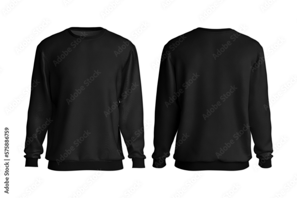 Black male sweatshirt template mockup isolated on white background ...