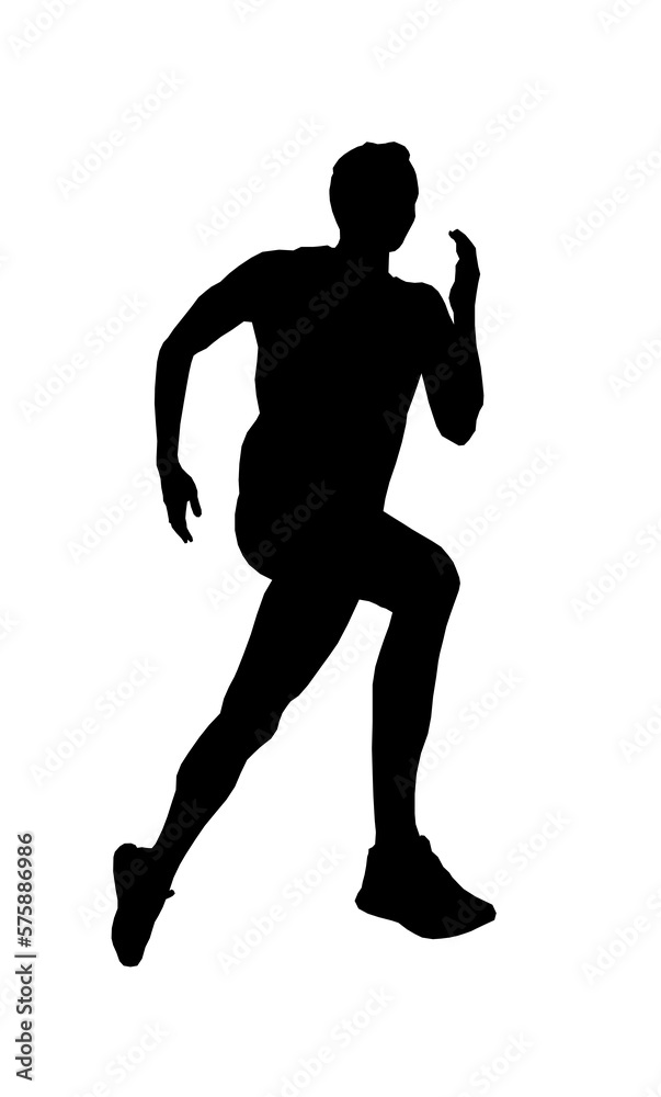 man runner athlete running black silhouette vector