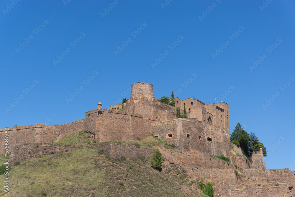 View from below of the castle of Cardona on top of the mountain