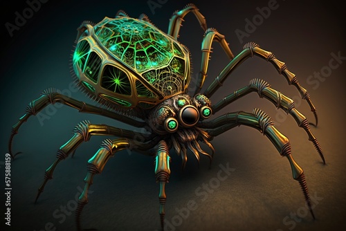 Neon, Steampunk spider, creative ai photo