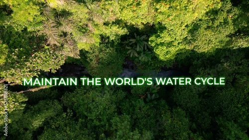 Maintain the Worlds Water Cycle Jungle Benefit Animation Text For A Motivational Video Title Over The Tropical Rainforest. - aerial, graphic photo