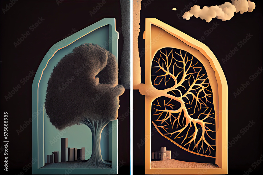 This concept depicts the negative impact of air pollution on human ...