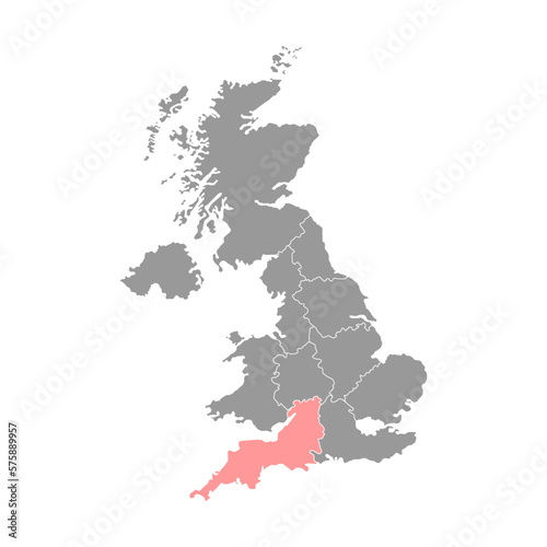 South West England, UK region map. Vector illustration.