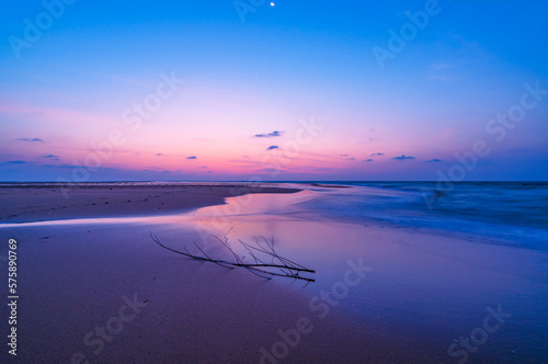 Beautiful Light Sunset or sunrise over sea  Colorful dramatic beach scenery Sky with Amazing clouds and waves in sunset sky nature light cloud background