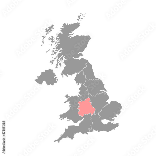 West midlands England, UK region map. Vector illustration. photo