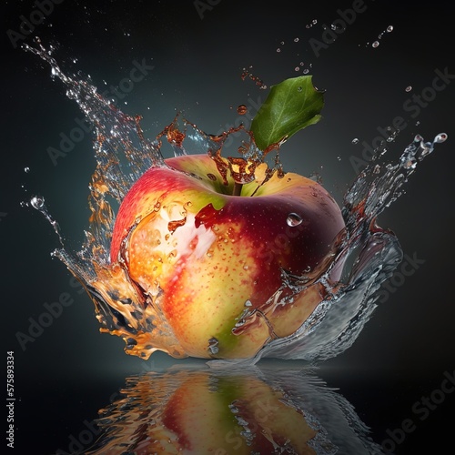 Fruit falling into the water, splash. ia generate