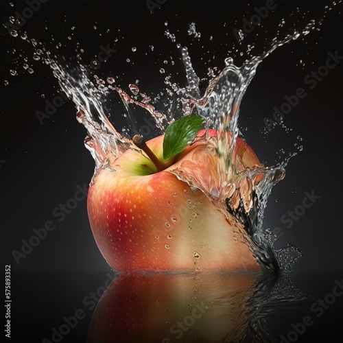 Fruit falling into the water, splash. ia generate