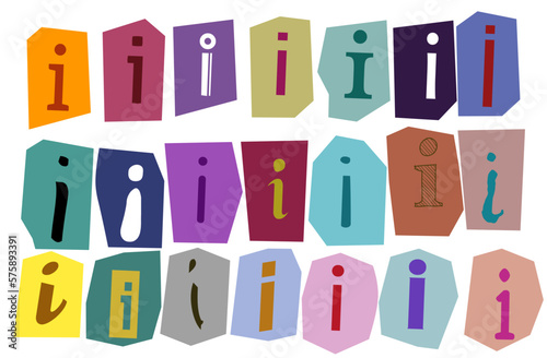 Alphabet i - vector cut newspaper and magazine letters, paper style ransom note letter